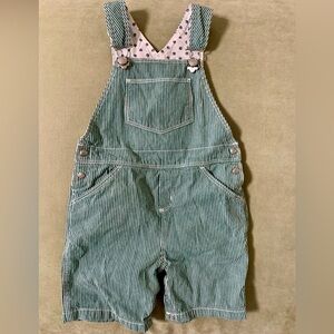 Petit Bateau Green Striped Shorts Overalls